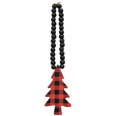 Red & Black Buffalo Check Beaded Christmas Tree Ornament - The Fox Decor
